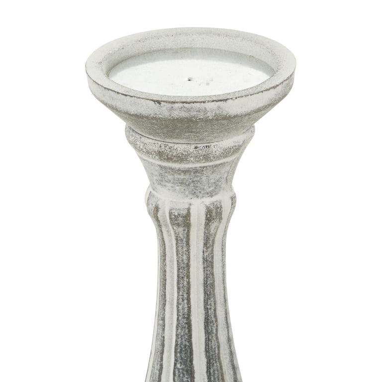 DecMode Gray Wood Pillar Candle Holder Set, 3-Piece photo 5