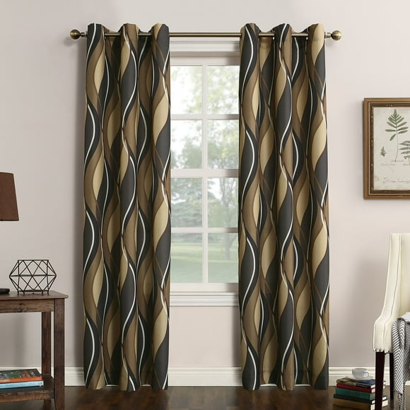 No. 918 Intersect 2-Pack Ogee Print Semi-Sheer Grommet Curtain Panel Pair