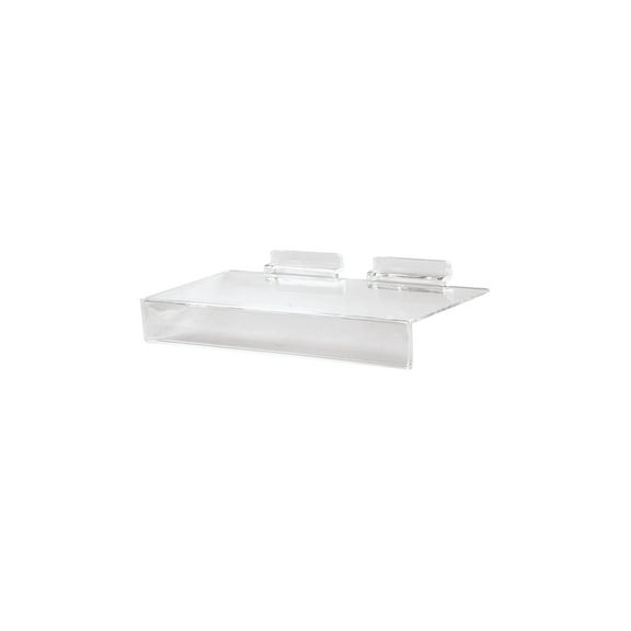 SSWBasics Clear Acrylic Slat Wall Shelf - 10”L x 4”W  Pack of 5  Slat Wall Shelves  Slatwall Sign Holder for Retail Displays