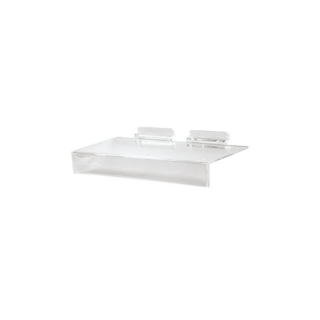 SSWBasics Clear Acrylic Slat Wall Shelf - 10”L x 4”W Pack of 5 Slat Wall Shelves Slatwall Sign Holder for Retail Displays