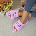 thumbnail image 6 of YLYL Spooky Halloween Slippers for Women Soft Fuzz Open Toe Slides Pumpkin Bat Designs, 6 of 9