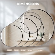EDX 24 Wall Round Mirror with Crystal Clear Reflection, Convenient Hanging Hooks, and Premium Aluminum Alloy Construction, Black