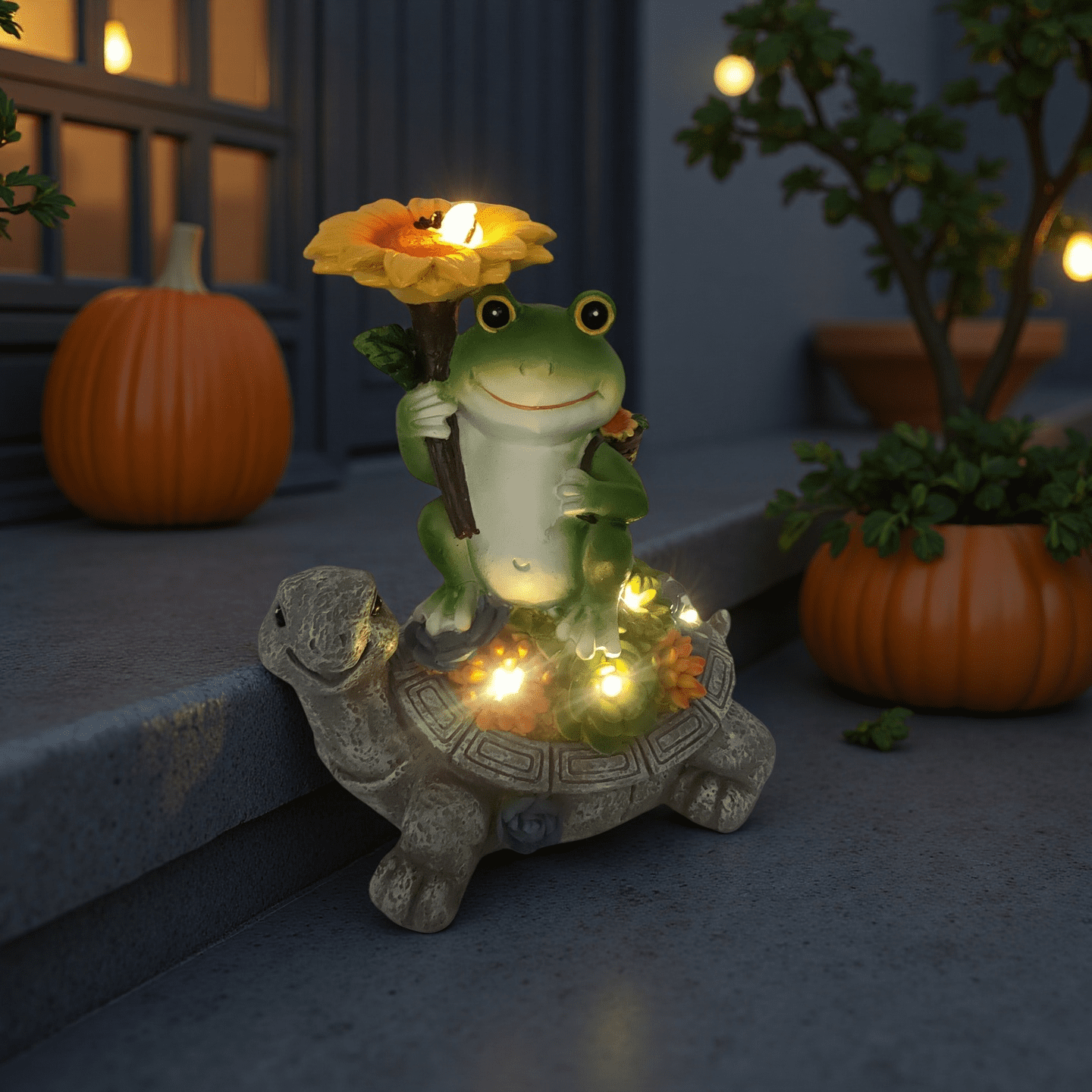 10 Inch Solar Turtle Garden Statue Outdoor Decor Animal Figurine Light for Patio Yard Outside Home Art Ornament Gifts