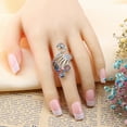 thumbnail image 3 of Knitting Loop Crochet Ring Adjustable Knitting Loop Ring Peacock Open Finger Ring Thimble Metal Yarn Guide Finger Holder, 3 of 6