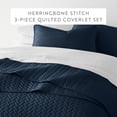 thumbnail image 2 of Noble Linens Navy Herring Pattern Quilted Coverlet, Twin / Twin XL, 2 of 12
