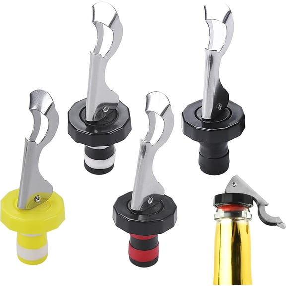 Lever-Arm Wine Bottle Stoppers, 4 PCS Reusable Bottle Stoppers Lever Arm Bottle Stoppers Wine Bottle Lid Vacuum Plug Wine Stoppers Champagne Stopper Vacuum Stoppers for Wine Beverage Supplies