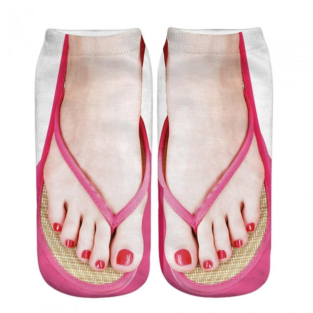 Chanclas 3D, calcetines divertidos para mujer y niña, calcetines con estampado, pantuflas personalizadas novedosas estilo A