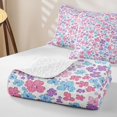 thumbnail image 4 of Erosebridal Cute Flower Twin Quilt Set, Cartoon Floral Twin Coverlet Set, Pink Reversible, Pink Lavender Blue, 2 Pieces (1 Bedspread and 1 Pillowcase), 4 of 7