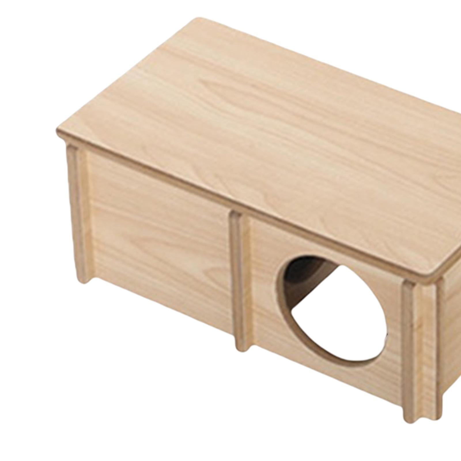 Hamster House Cage Accessories Landscaping Supplies Hut Cabin Hideaway Hamster Hideout Wooden Toy for Rat Syrian Hamsters Lemmings Small Pet Two Room