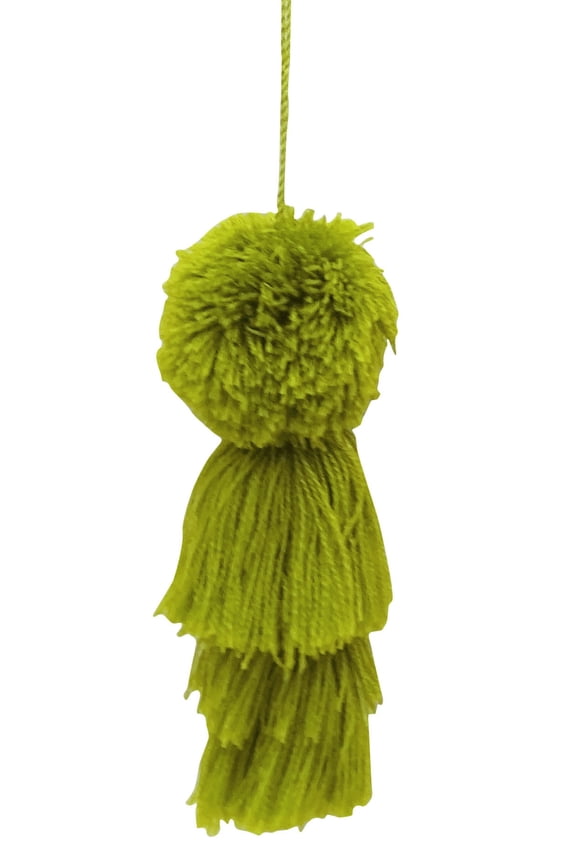 IBA Indianbeautifulart Women Fleecy Green Crafting Thread Tassels Supply Handbag Charms Pack Of 2 Pieces