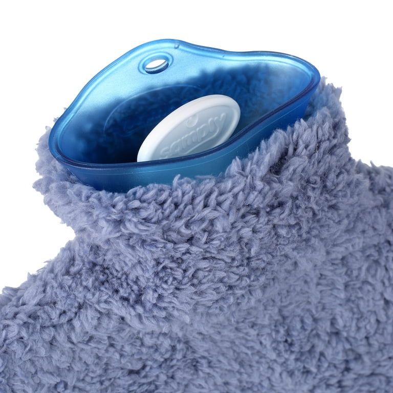 samply Hot Water Bottle with Cute Fleece Cover, 2L Hot Water Bag ,Blue Bear