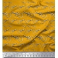 thumbnail image 1 of Soimoi Gold Rayon Fabric Sketch Guitar Musical Instrument Print Fabric by Yard 42 Inch Wide, 1 of 3