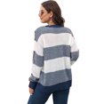 thumbnail image 5 of Sorvello Sweaters for Womens Oversized Sweaters Lightweight Knit Color Block Pullover Sweater Fall Winter Blue 2XL, 5 of 5