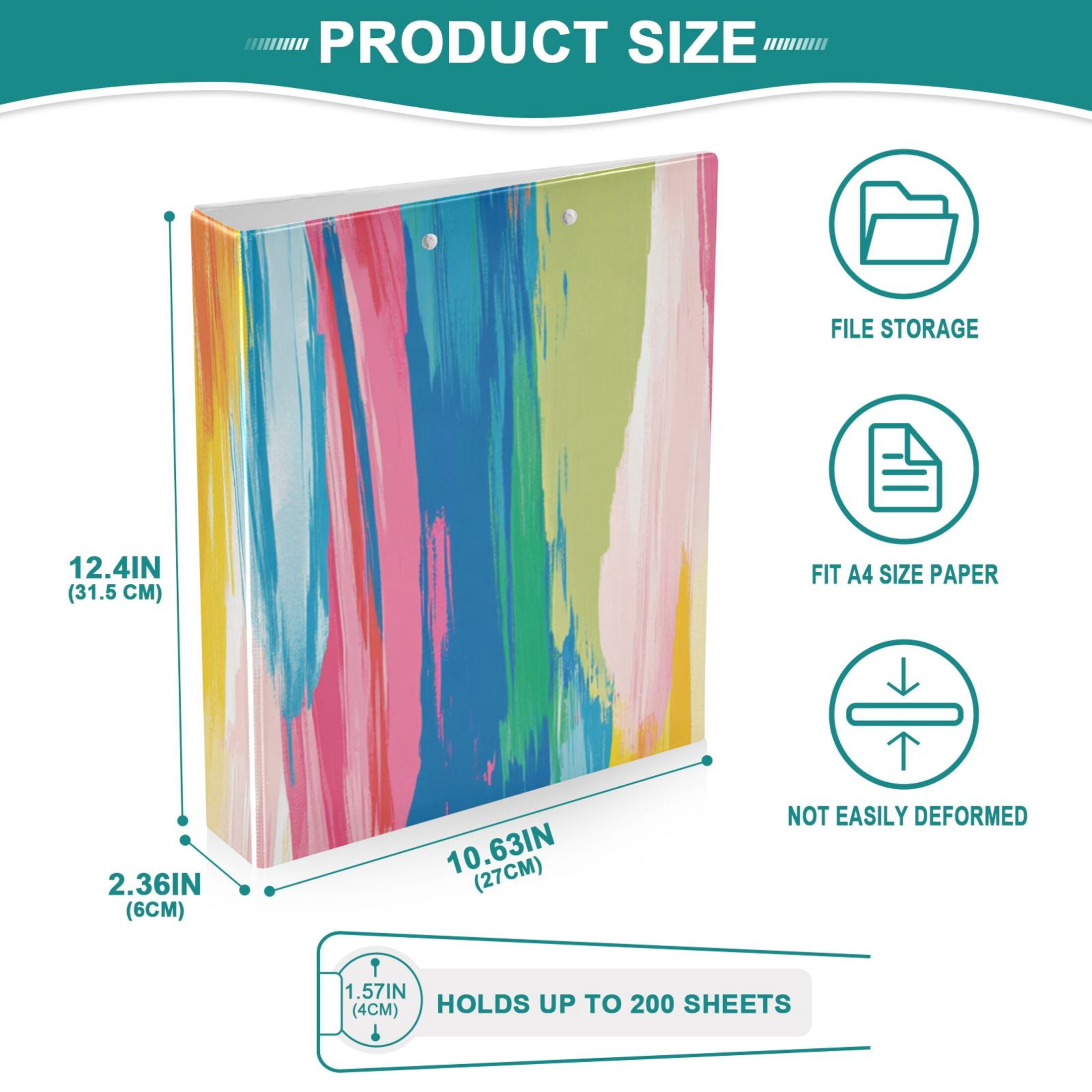 Graffiti Colors 3 Ring Binders 1.5 inch Hardcover File Folders with Interior Pockets A4 Size Organizer for School Office Hospital