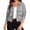 Gray, variant on Women's Cropped Utility Cargo Jackets Collared Button Down Long Sleeve Lightweight Jacket Casual Outerwear with Pockets & Drawstring Hem,Black,S