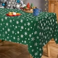thumbnail image 2 of Christmas Tablecloth Rectangle - Green 60x102 inch Snowflakes Foil Print Pattern Washable Wrinkle Resistant Holiday Tablecloths for Christmas Family Gathering, Dining Room Table 130GSM, 2 of 7
