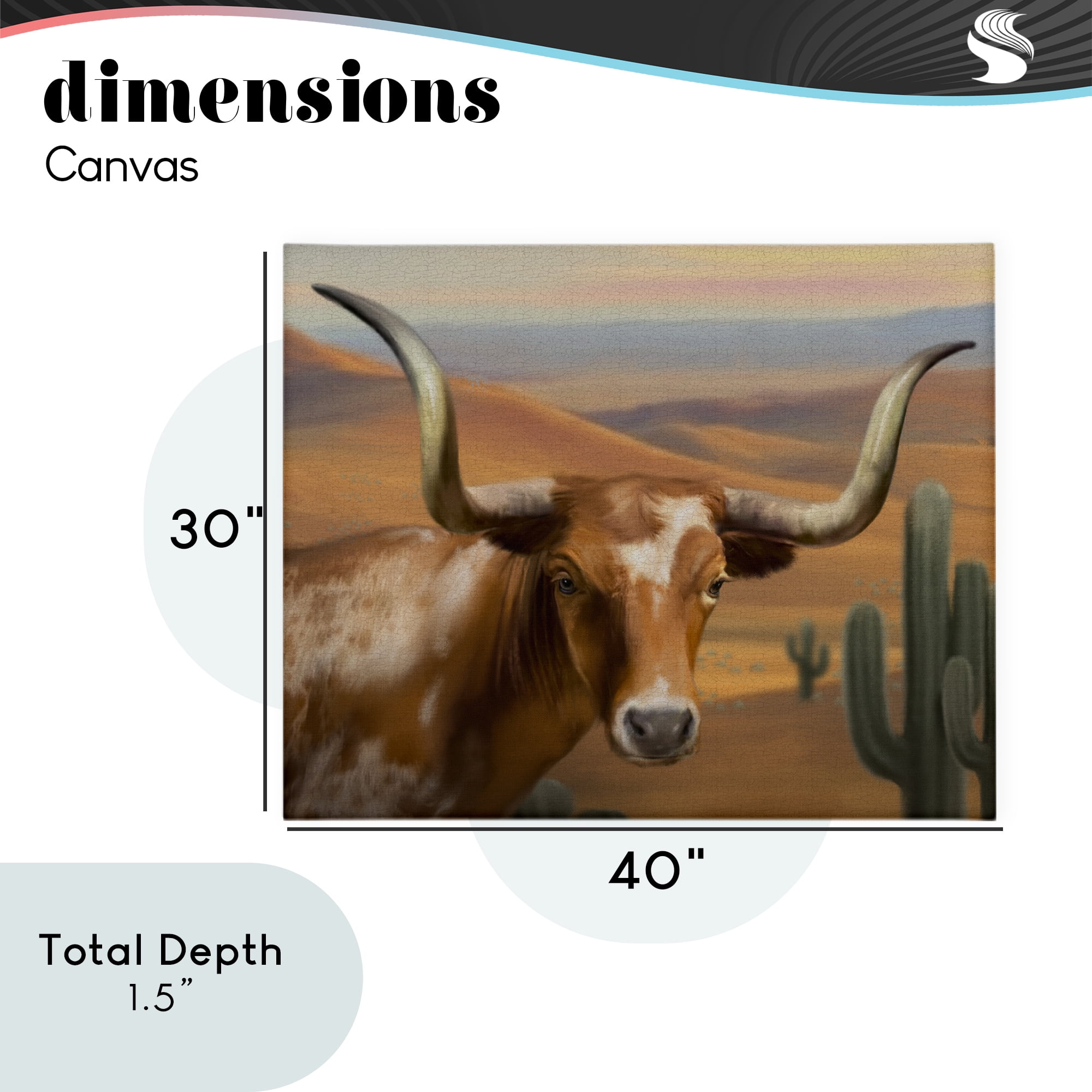 Stupell Industries Longhorn Western Landscape Canvas Wall Art, design by Matthew Piotrowicz