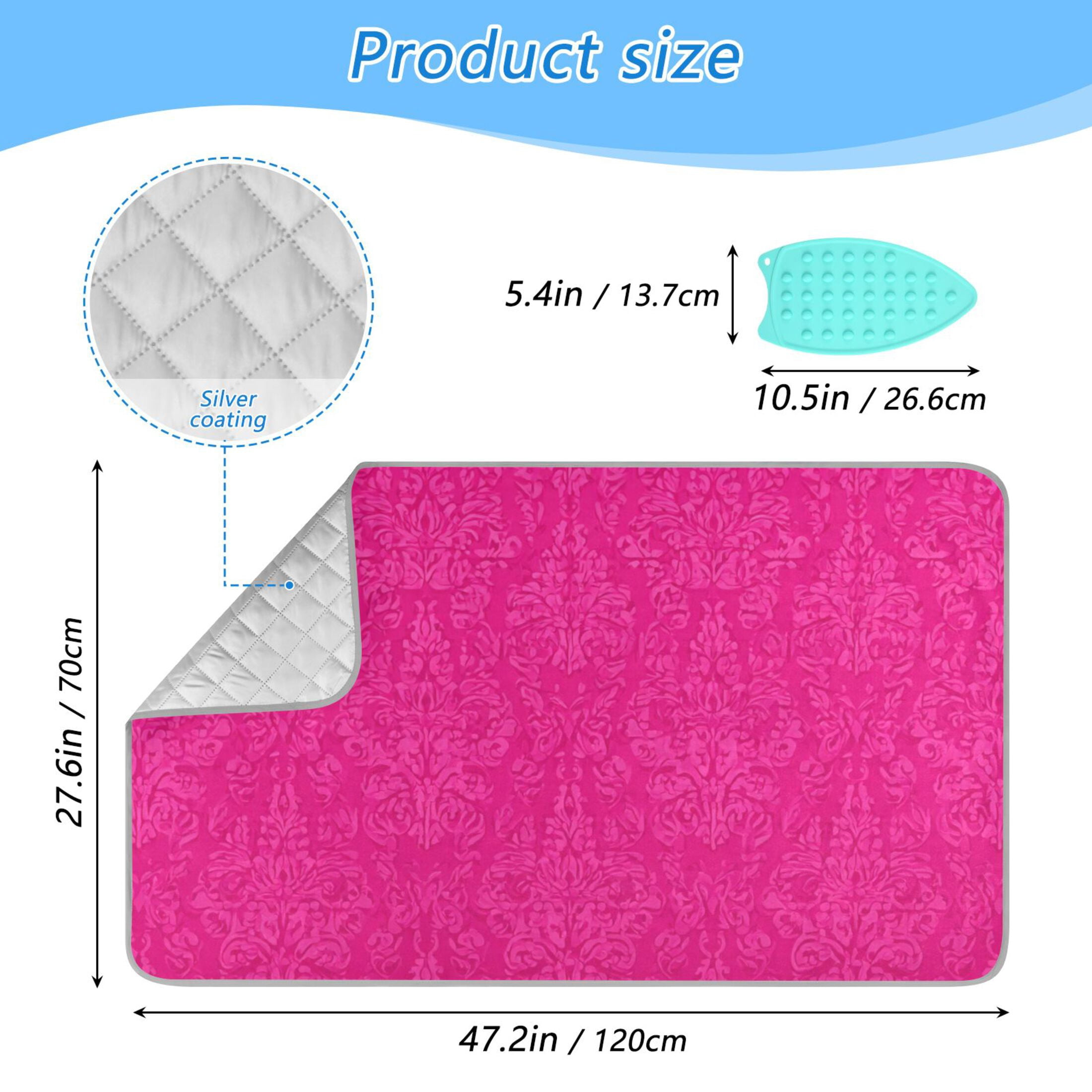 Hot Pink Flower Patterns Ironing Mat Blanket Portable Travel Ironing Pad Heat Resistant Pad 47.2" x 27.6”