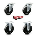 thumbnail image 2 of 5 Inch Hard Rubber Wheel Swivel Top Plate Caster Set with 2 Rigid Service Caster, 2 of 2
