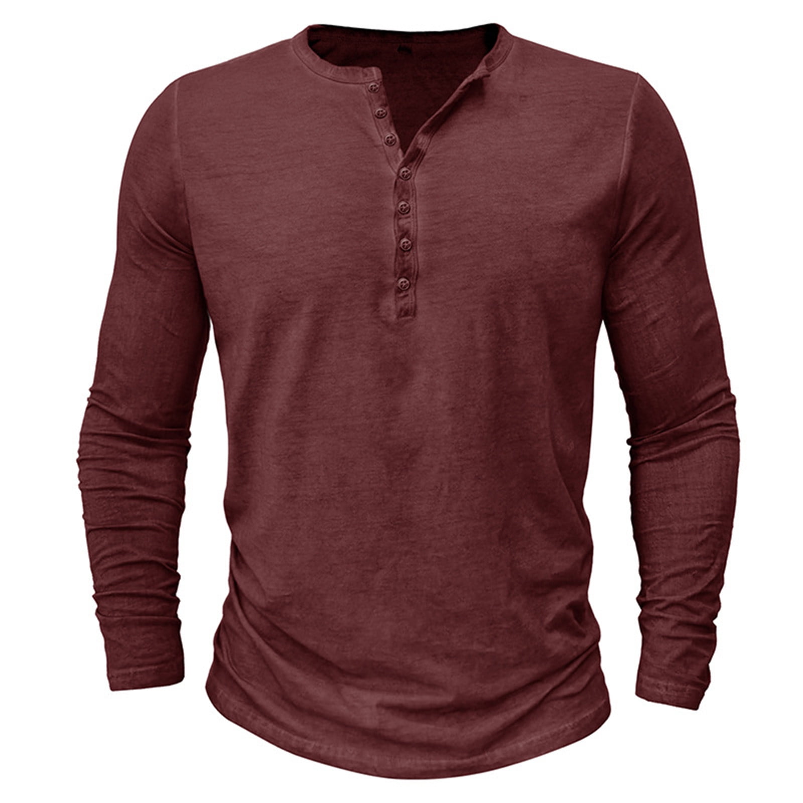 Lolmot Men Henley Collar Shirts Regular Fit Long Sleeve Golf