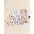 thumbnail image 3 of Hirigin Toddler Baby Girl Fall Clothes 1-5 Years Floral Print Overalls Suspender Flare Pants Long Sleeve Ruffle Knit Top 2Pcs Outfits Set, 3 of 8