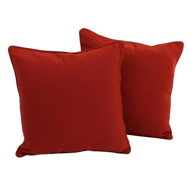 18-inch Double-corded Solid Twill Square Throw Pillows with Inserts (Set of 2), Ruby Red