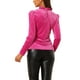 thumbnail image 3 of INSPIRAR CHIC Blusa de Cuello Volante para Mujer con Mangas Largas de Puff Top de Terciopelo con Puntos Metálicos S Rosa Fucsia, 3 of 6