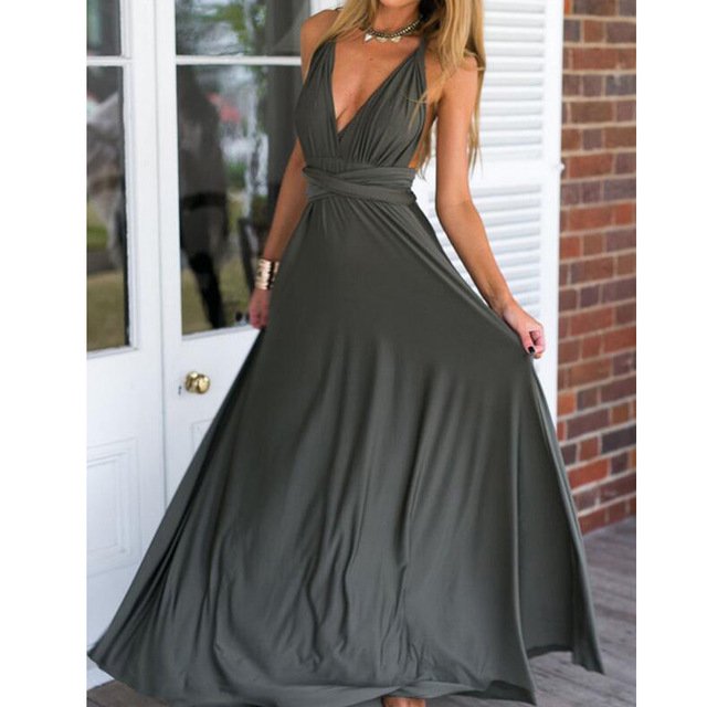 Sexy mujer Multiway Wrap Convertible Boho Maxi Club vestido rojo vendaje vestido largo fiesta damas de honor Infinity Robe Longue Femme Tan Jianjun unisex