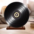 thumbnail image 1 of BESTYASH 1Pcs Vinyl Record Organizer Brown Iron Wood Minimalist Rack for Home Decoration, 1 of 8
