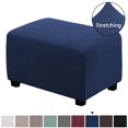 thumbnail image 1 of H.VERSAILTEX 1-Piece Jacquard Spandex Ottoman Stretch Slipcover, Navy, 1 of 7