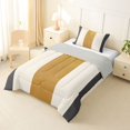 thumbnail image 2 of Homewish Modern Geometric Stripe Twin Comforter Sets,Gray Gold White Bedding Set,Light Gray Reversible,2pcs,1 Comforter and 1 Pillowcase, 2 of 7
