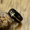 thumbnail image 5 of 1pc Stainless Steel Unique Boho 2-Tone Black and Golden Ankh Cross Symbol Ring for Men - Egyptian-Inspired Wedding Band, Hypoallergenic and Comfortable to Wear, Durable Construction,Black11, 5 of 7