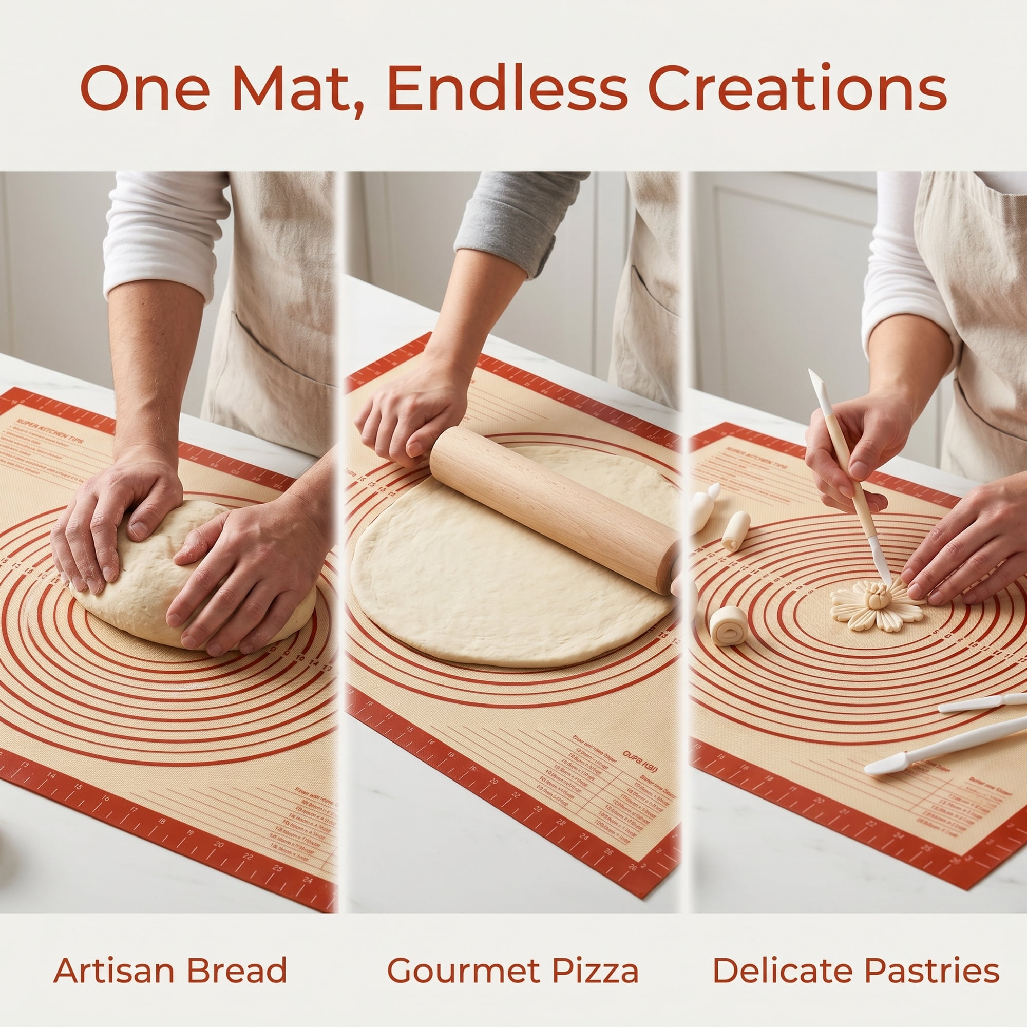 Unique Bargains Silicone Pastry Non Stick Baking Mat with Measurements Red 20"x28"