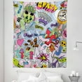 thumbnail image 1 of Art Tapestry, Hip-Hop Inspired Colorful Graffiti Doodle Crazy Love Time Cool Skull Street Art Print, Fabric Wall Hanging Decor for Bedroom Living Room Dorm, 5 Sizes, Multicolor, by Ambesonne, 1 of 1