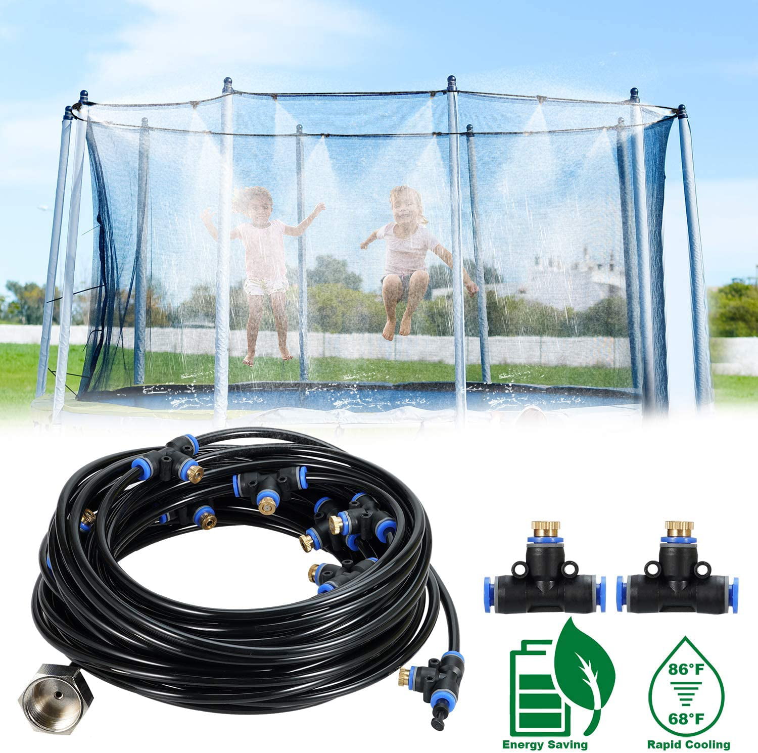 Irrigation Misting Nozzles Kit Patio Cooling System Accessories Set Coil Hose 