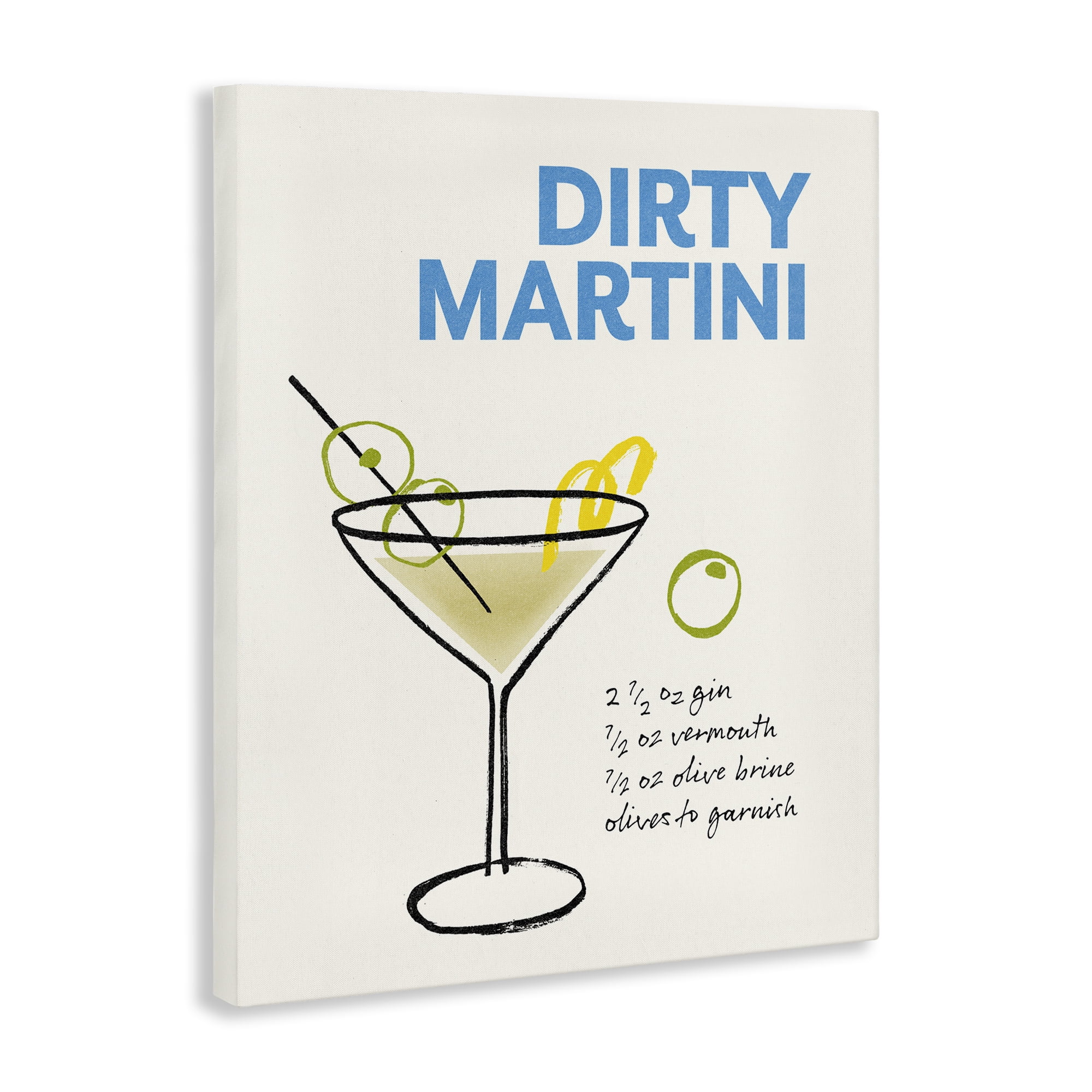 Stupell Industries Dirty Martini Recipe Food & Beverage Painting Gallery Wrapped Canvas Art Print Wall Art, 24 x 30