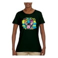 thumbnail image 2 of Cute Happy Smiling Dog Rainbow Pitbull Dog Lover Womens Graphic T-Shirt, Forest Green, 3XL, 2 of 3
