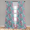 thumbnail image 2 of Tropical Leaves Window Curtains, Modern Design of Exotic Vibes Leaf Pattern with Pastel Colors, Lightweight Decor 2-Panel Set with Rod Pocket, Pair of - 28"x95", Seafoam Coral Fuchsia, by Ambesonne, 2 of 3
