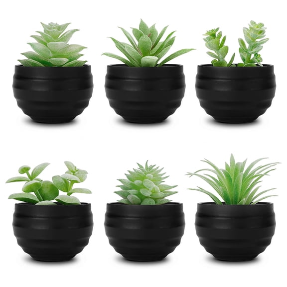 6 Pack Mini Artificial Succulent Plants in Pots Fake Succulents for Home Decor, Office Desk, Shelf, Bathroom, Halloween Decorations
