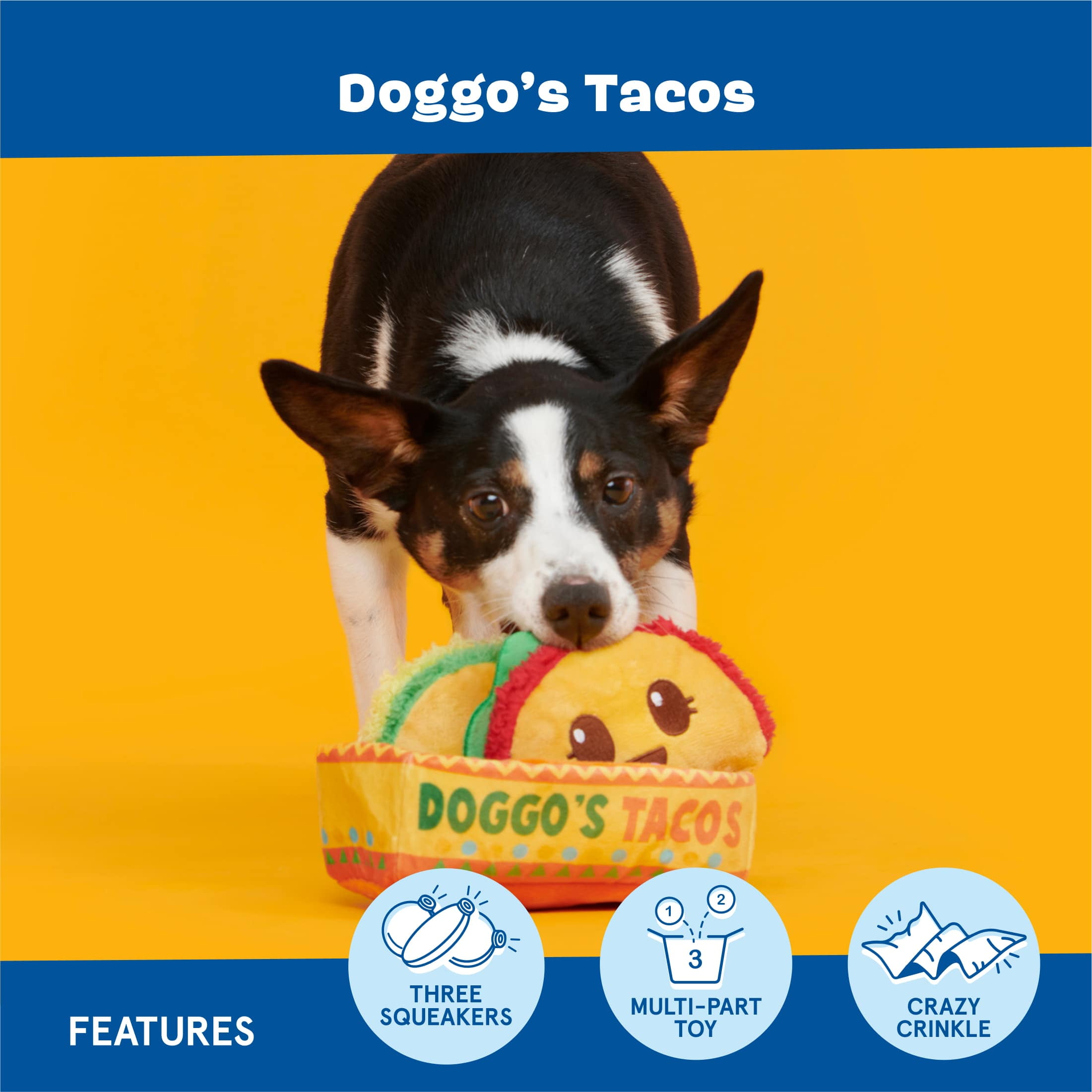 BARK Doggos Tacos Plush Multi-Part Dog Toy, Small to Medium Dogs