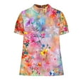 thumbnail image 4 of GaThRRgYP Women's Boho Chic Short Sleeve Top,Women's Ladies Fashion Casual Cropped Short Sleeve Printing Loose Shirt Blouse Top Multicolor XXXXXL, 4 of 5