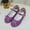 Purple, variant on Liyamei Girls' Bow Sneakers With Closure Sequined Flat Shoes For Dance And Daily Wear Girls Sneakers Size 4-4.5 Years