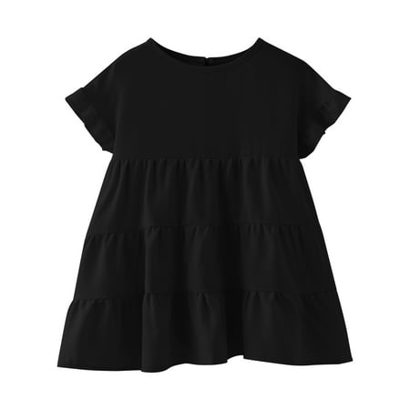 

B91xZ Girls Fashion Toddler Girls T Shirts Ruffle Short Sleeve Round Neck Loose Blouse Summer Solid Color Casual Girl Tee Sizes 4-5 Years
