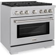 thumbnail image 5 of ZLINE 36 in. 5.2 cu. ft. Gas Range with Convection Gas Oven in DuraSnow Stainless Steel with 6 Brass Burners (SGRS-BR-36), 5 of 7