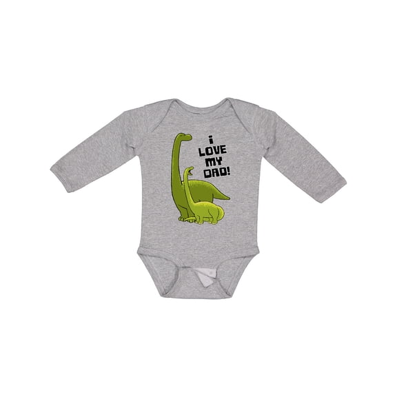 Inktastic I Love my Dad with Baby and Daddy Brontosauruses Boys or Girls Long Sleeve Baby Bodysuit