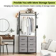 thumbnail image 2 of M optimized Clothes Rack with 6 Drawers, Storage Organizer with Metal Frame and Wooden Top, Industrial Clothing Rack with Hanging Rods & 4 Side Hooks for Bedroom, Hallway, 2 of 4