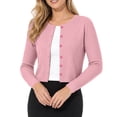 thumbnail image 6 of Lindreshi Cropped Cardigans for Women Button Long Sleeve Lightweight Breathable Open Front Ribbed Knitted Cardigan Sweater Solid Sun Protection Tops, 6 of 8