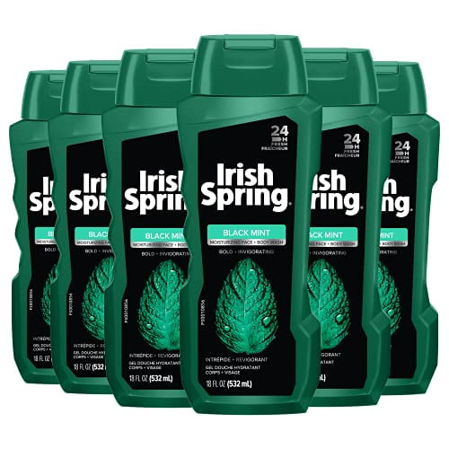 Irish Spring Men's Body Wash, Black Mint Ounce (6 Pack)