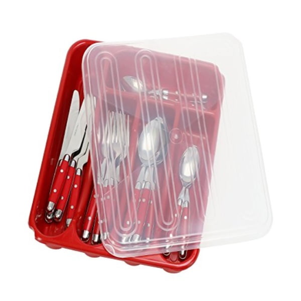 flatware storage plastic tray with lid, kitchen cutlery and accessories