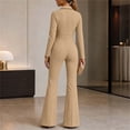 thumbnail image 6 of Edvintorg Women Jumpsuit Lapel Cargo Pocket Button Down Romper Long Sleeve Jumpsuits with Flare Pant Womens Clothing S-XL Khaki, 6 of 6